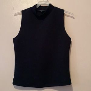 Sleeveless mock neck black top